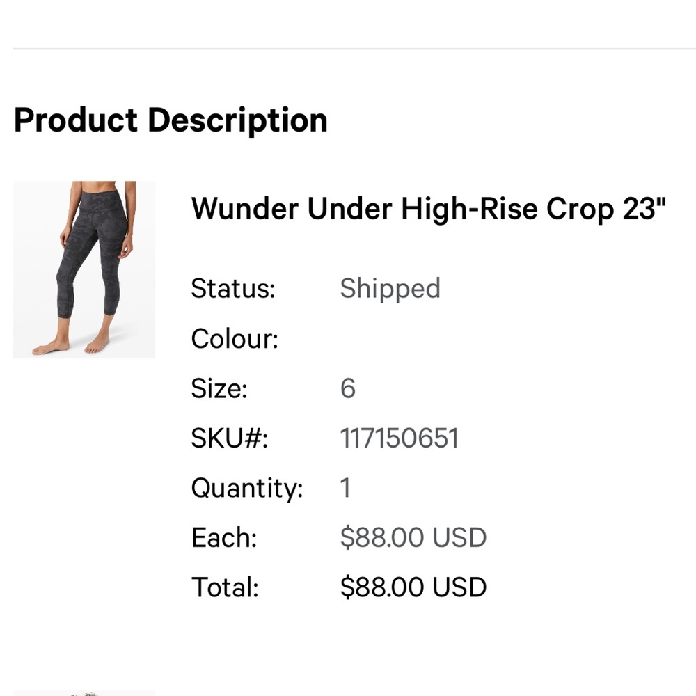 Lululemon Wunder Under high rise leggings 23”